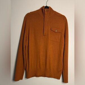 Banana Republic Mens Size L Merino Wool Quarter Zip Sweater Academia Preppy